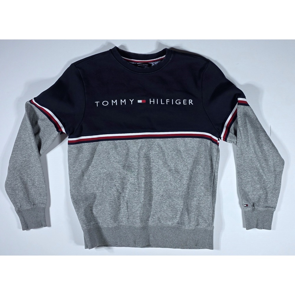Tommy Hilfiger Men's Colorblock Crewneck Sweatshirt Navy Gray Size M
